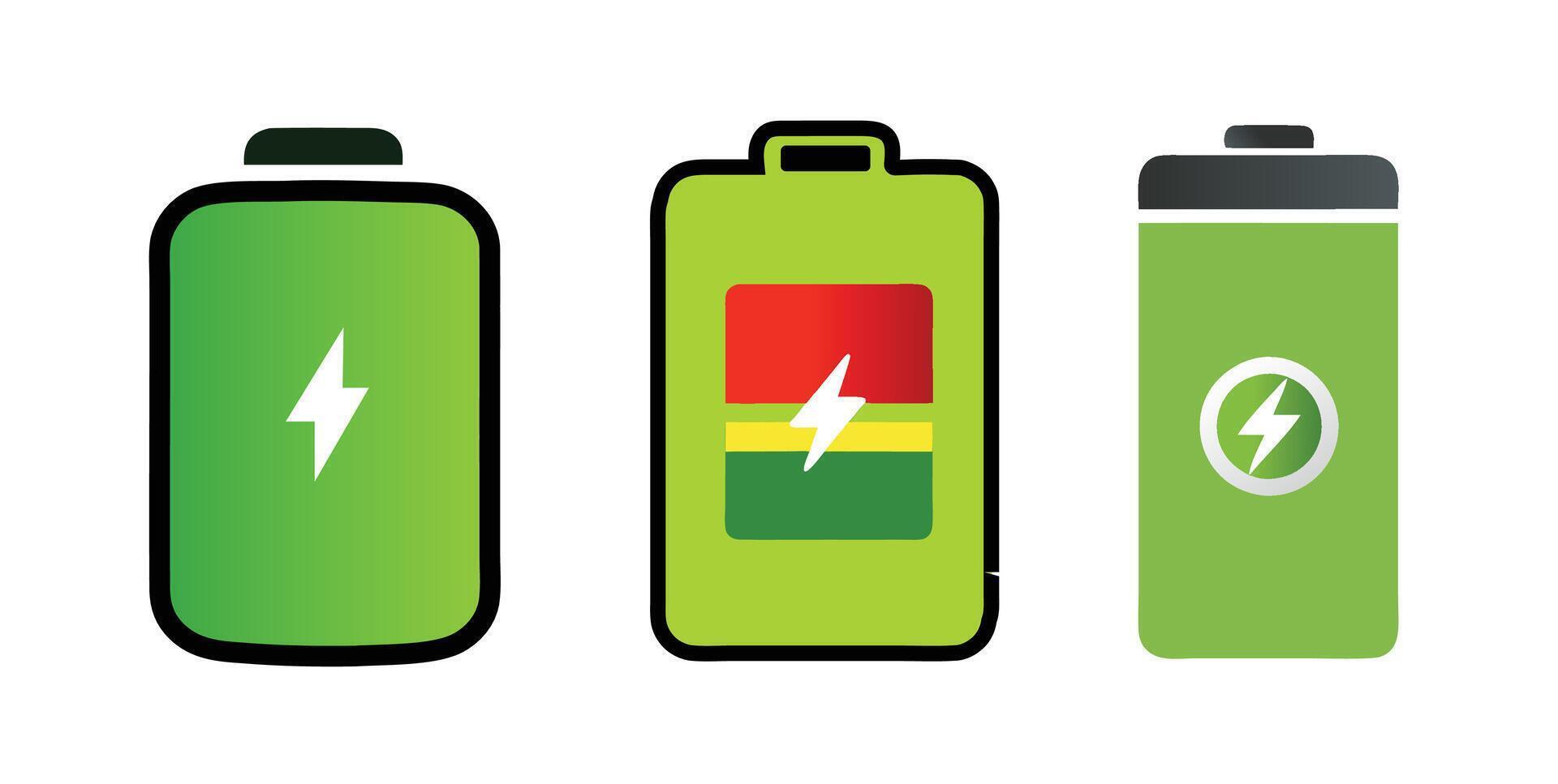 Battery Icons Showing Different Charge Levels for Energy, Power, or Technology Concepts vector