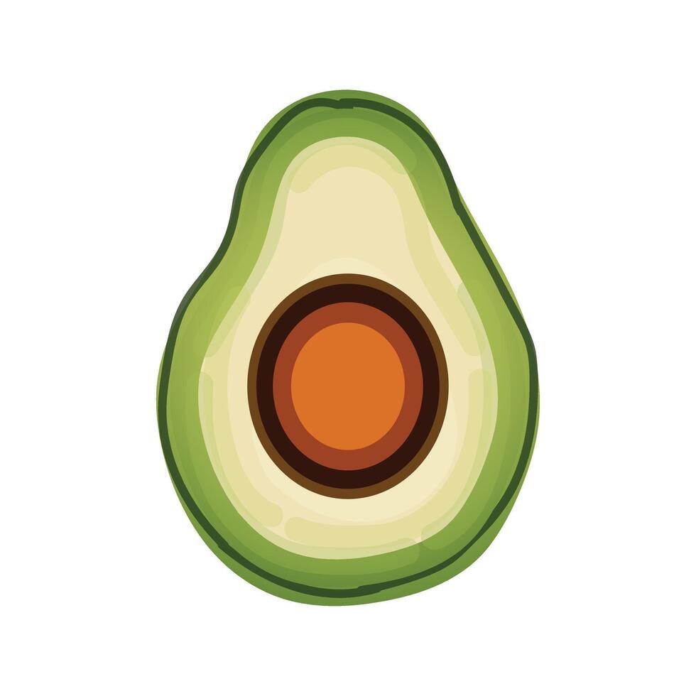 A sliced avocado, showcasing the vibrant green exterior and the creamy interior vector
