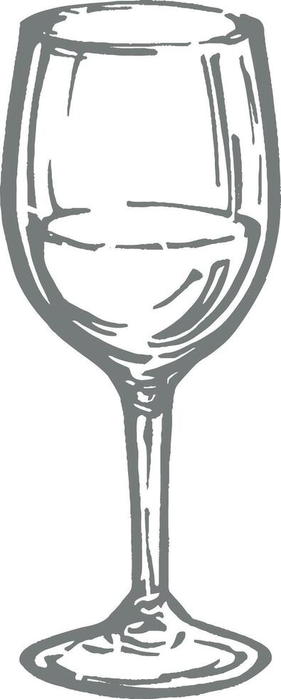 Hand drawn wine glass black white vintage engraving sketch elegant drinkware monochrome classic detailed minimalist etching design beverage kitchenware traditional retro art vector