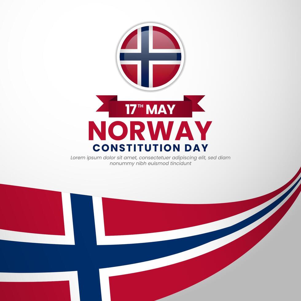Norway Independence day banner background with waving ribbon flag vector