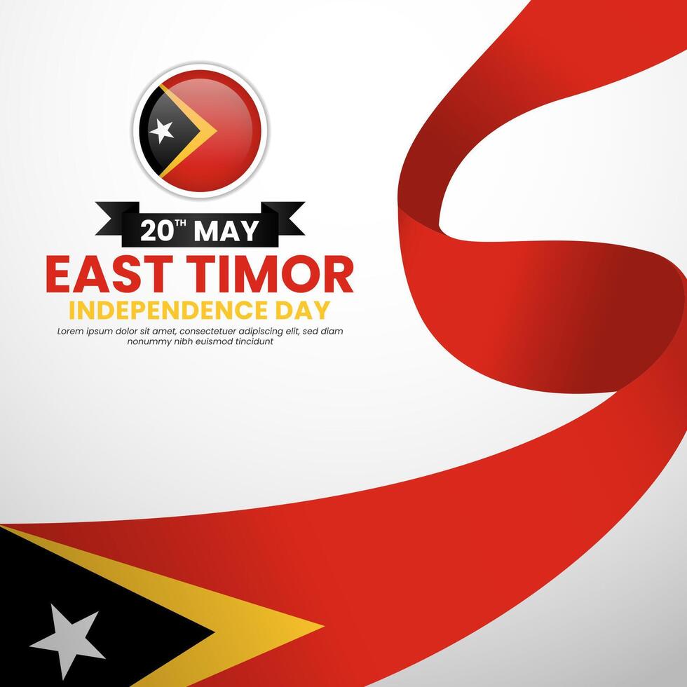 East timor independence day banner background for national celebration with ribbon flag vector