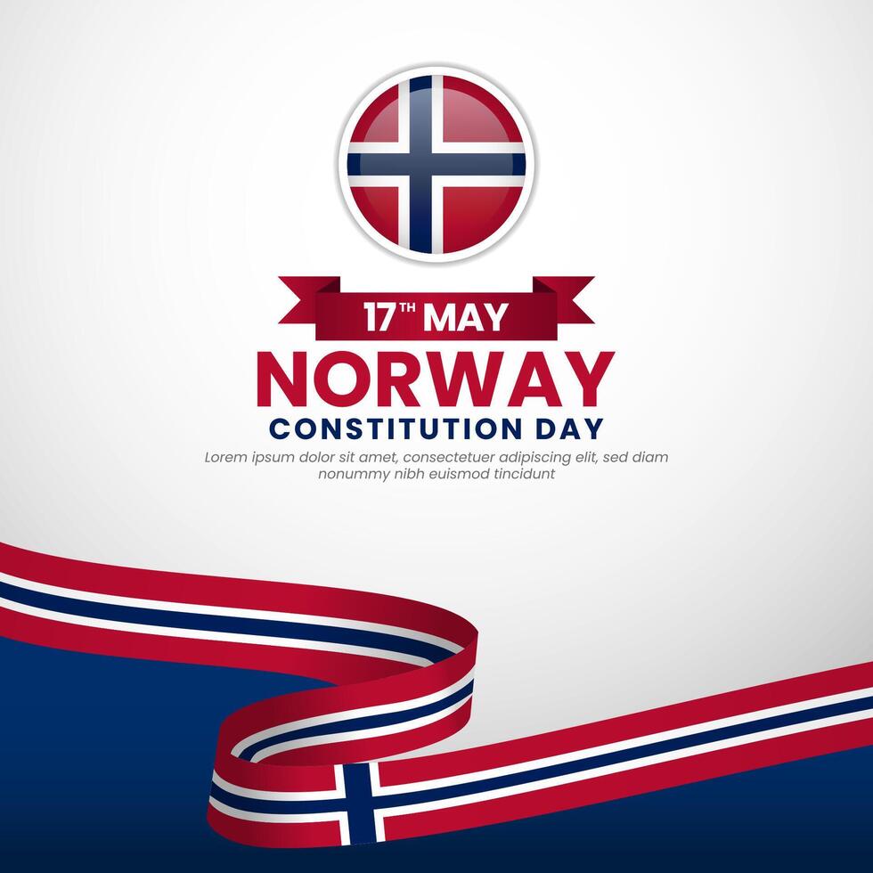 Norway independence day greeting card, banner background with realistic national flag vector