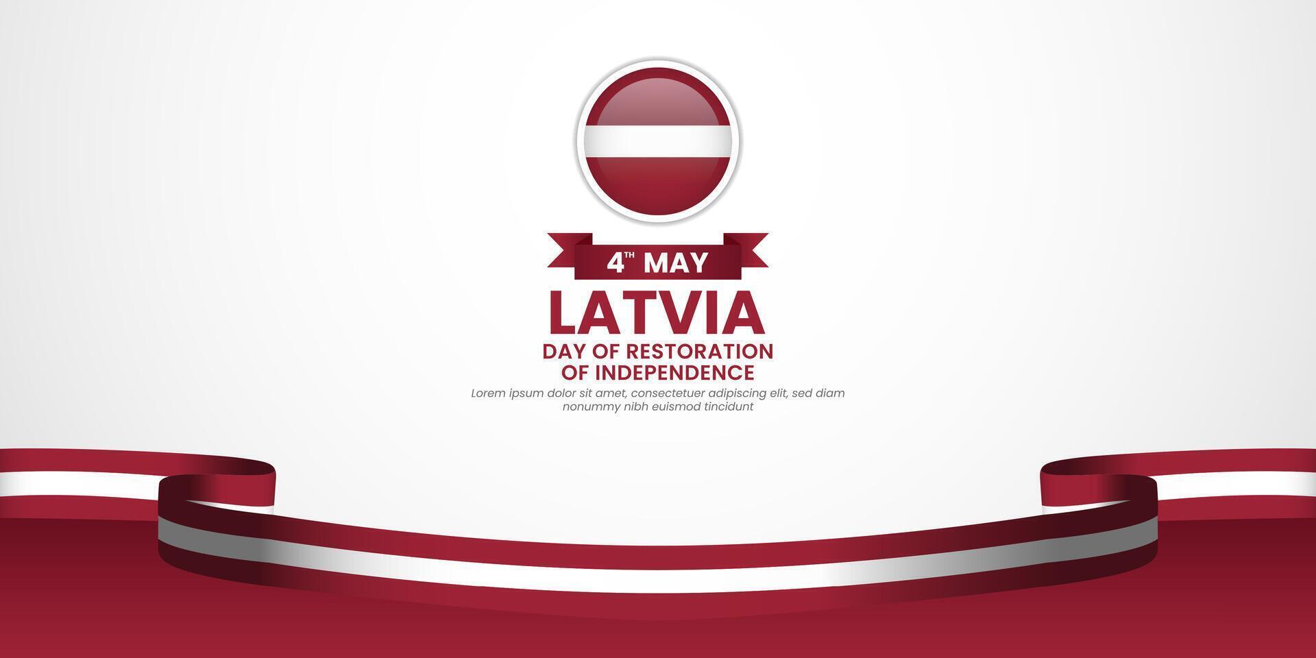 Latvia Day of Restoration of Independence banner background ribbon flag with blank space area vector
