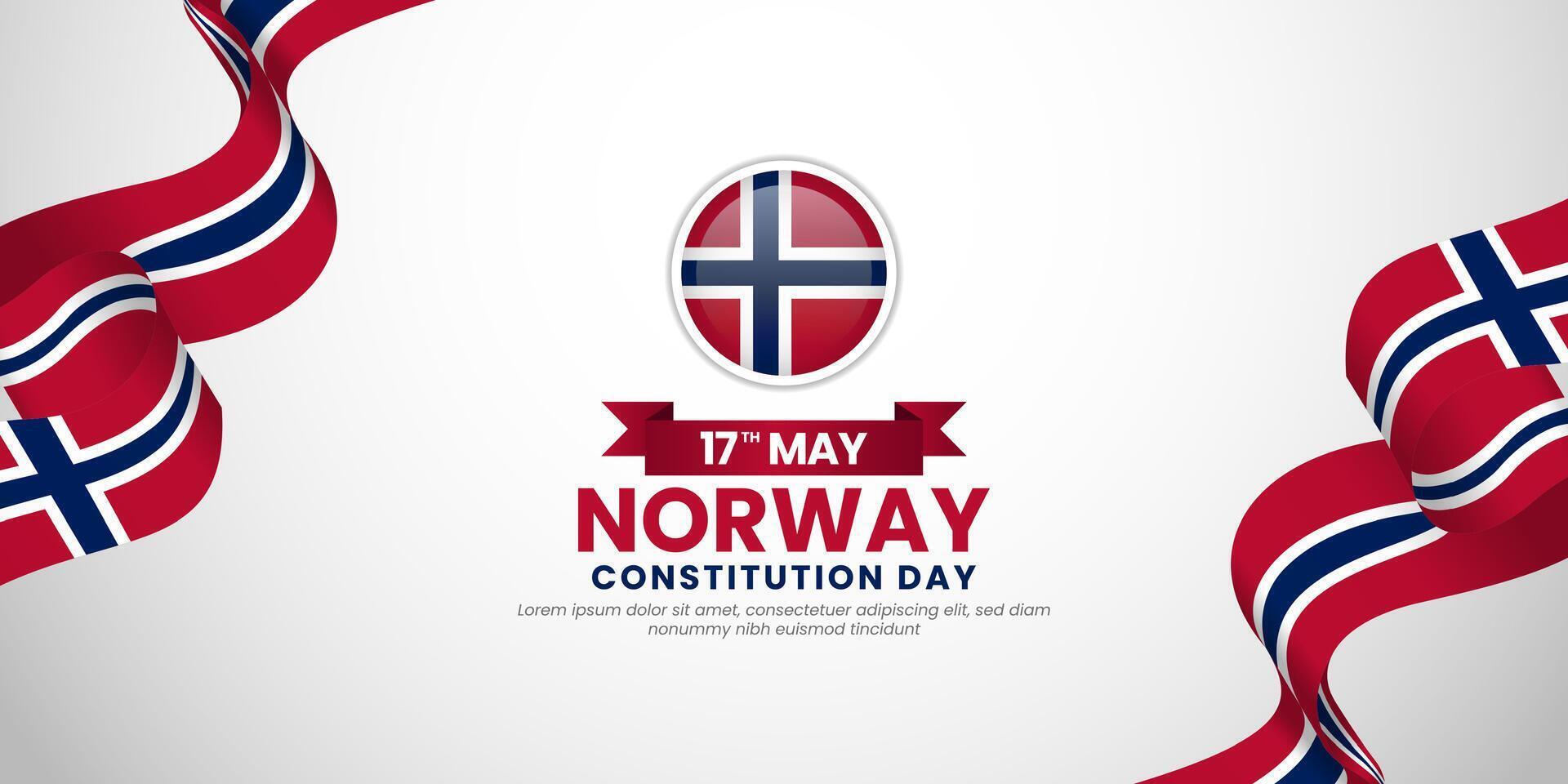 Norway 3d flag for Norway Independence Day banner background with copyspace area vector