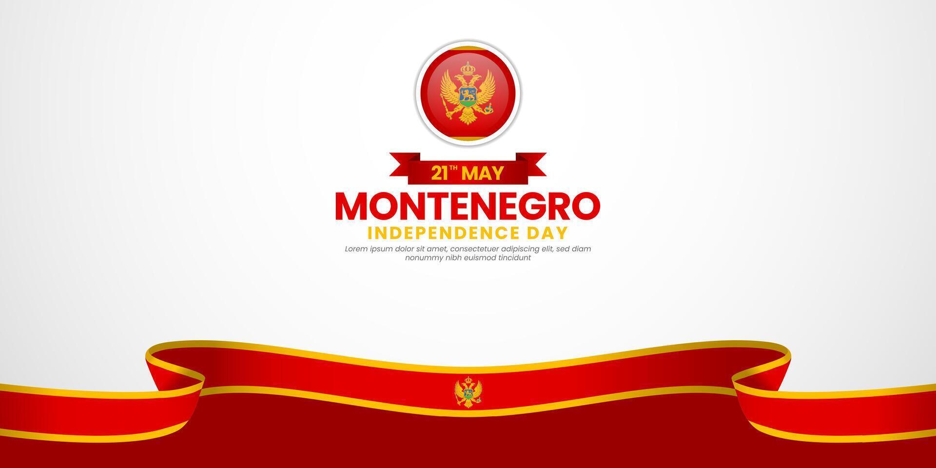 Montenegro ribbon flag for National day background. Template for independence day banner design vector