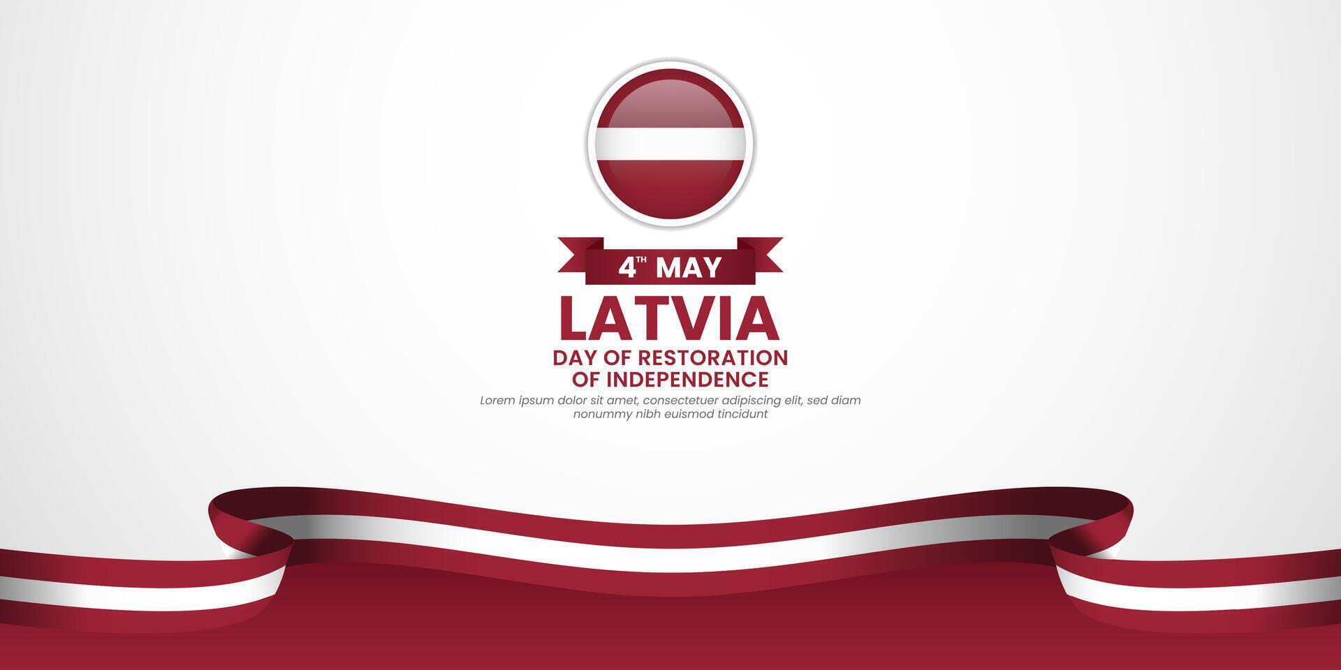 Latvia Day of Restoration of Independence background waving ribbon flag with blank space area vector