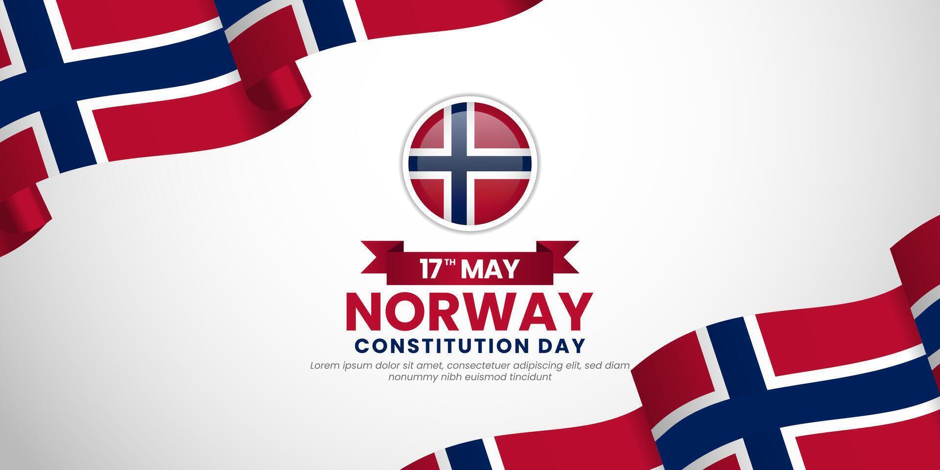 Norway flag ribbon for norway Independence Day on white background vector