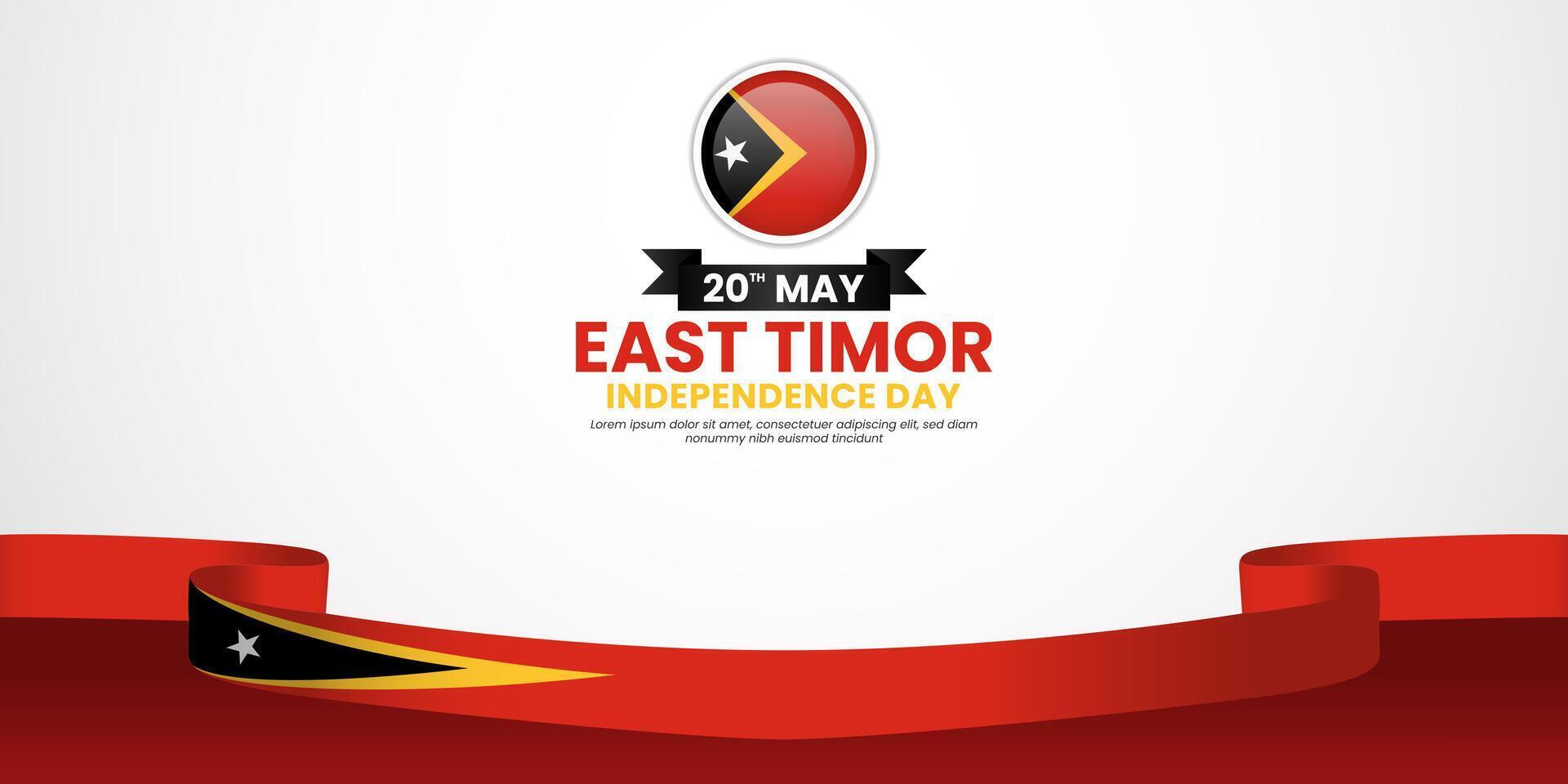 East Timor independence day Waving RIbbon Flag background with blank space area vector