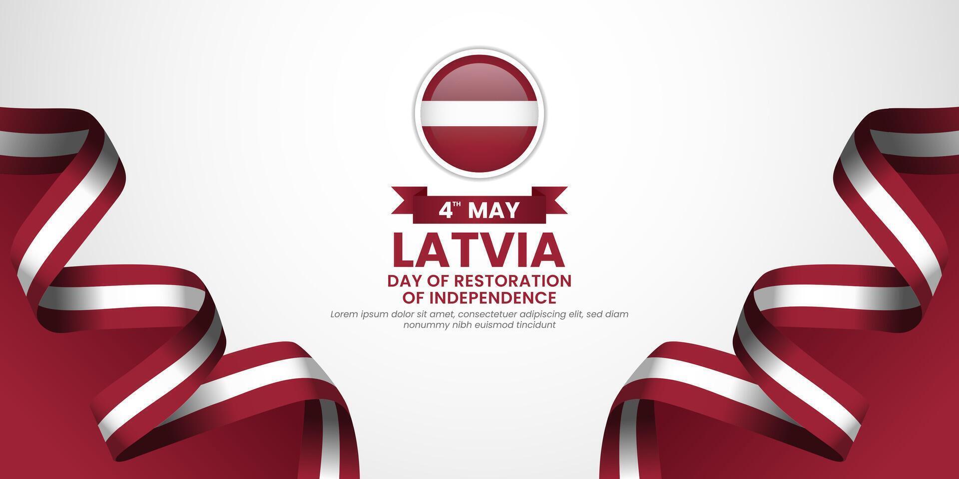 Latvia Day of Restoration of Independence banner background waving ribbon flag with blank space area vector