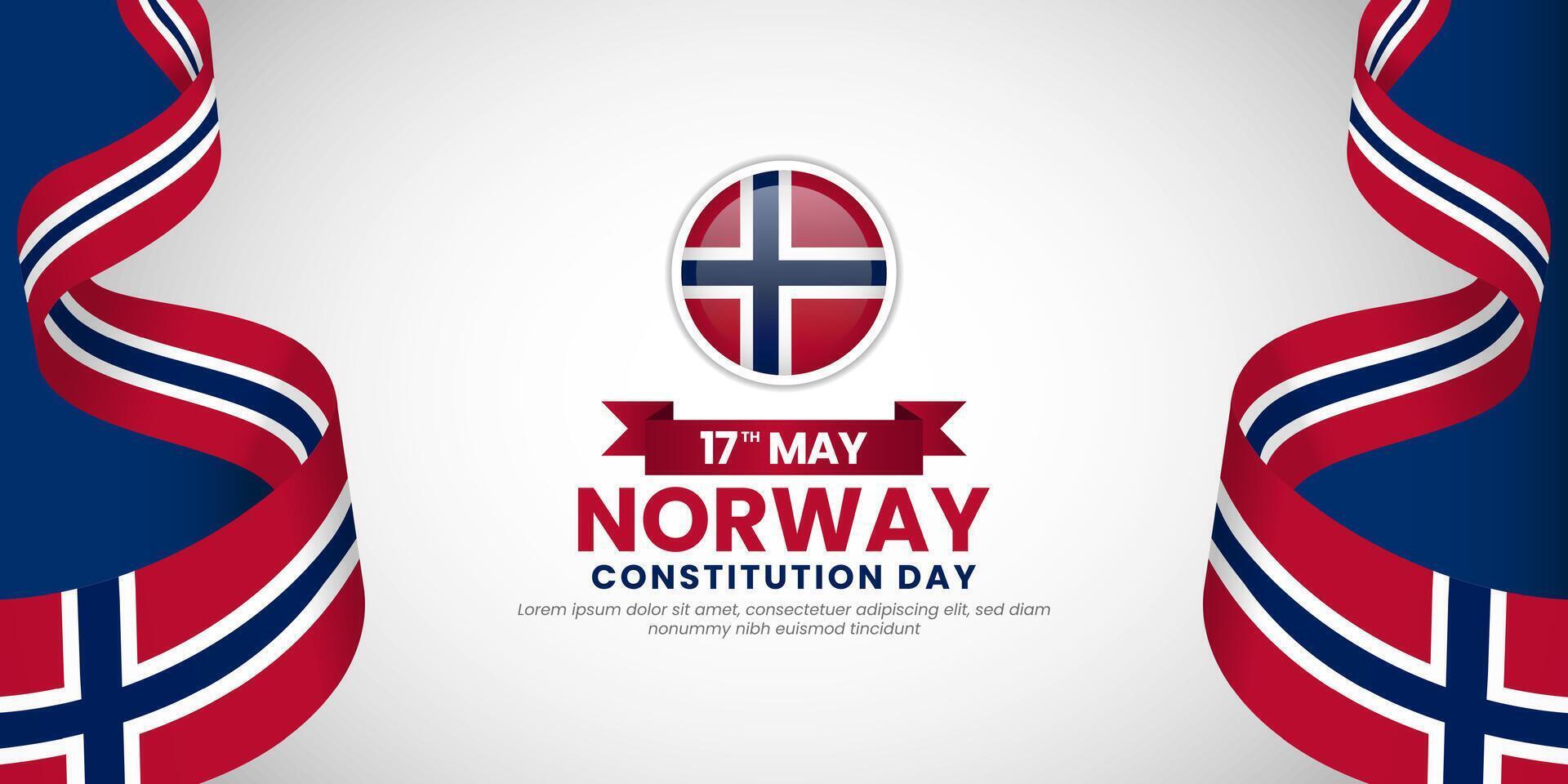 Norway 3d National flag for Norway Independence Day banner background with copyspace area vector