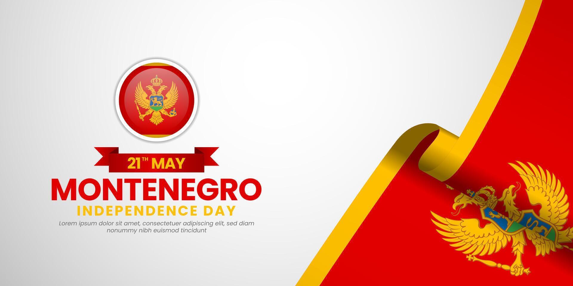 Montenegro independence day background 21th of May design element with realistic waving flag vector