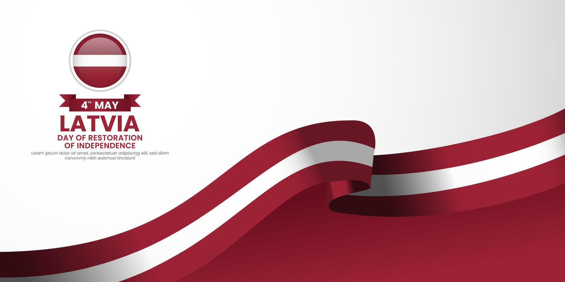 Latvia Day of Restoration of Independence banner waving ribbon flag with blank space area vector