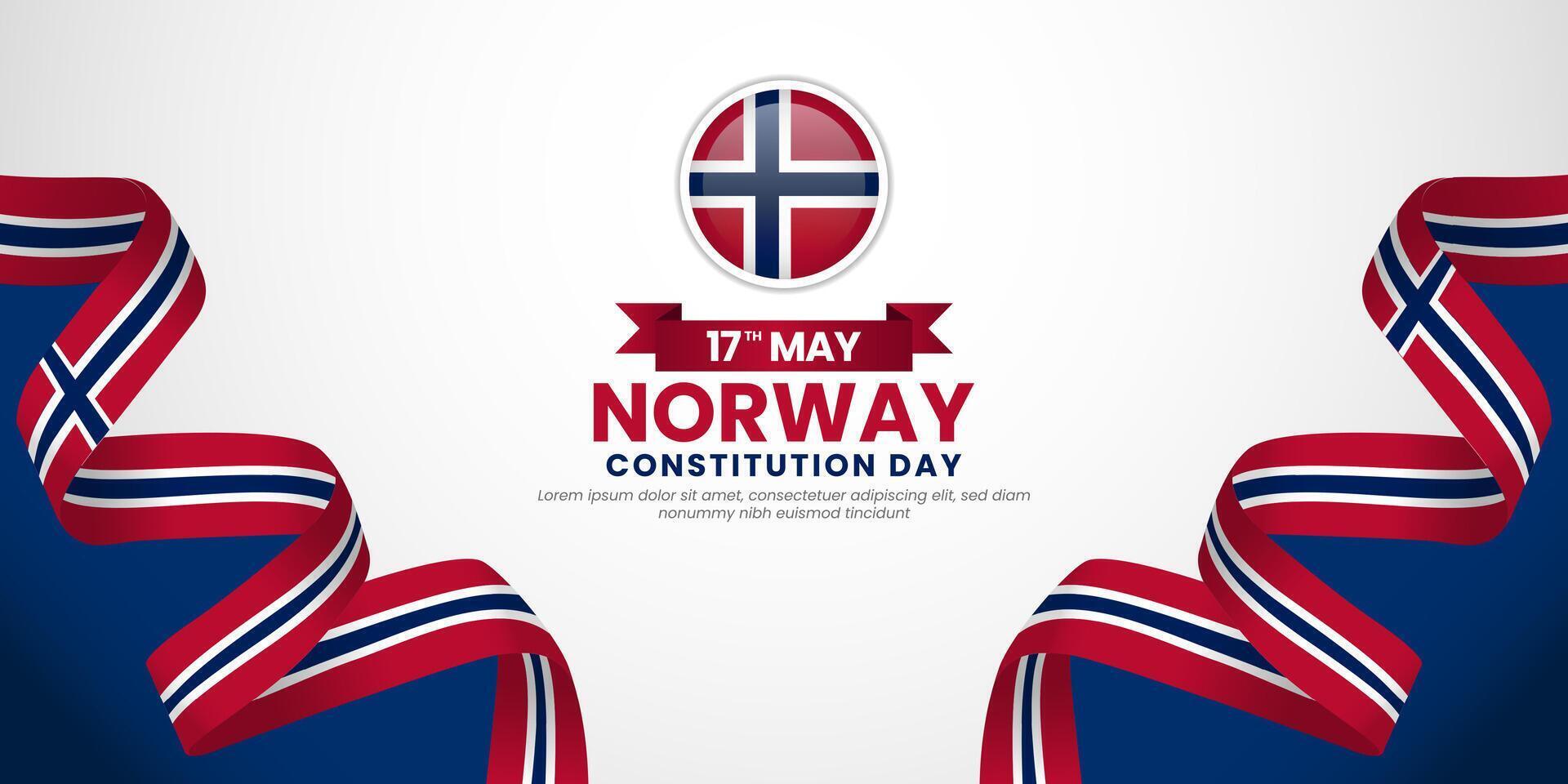 Norway waving flag banner background template for Norway independence day with blankspace area vector