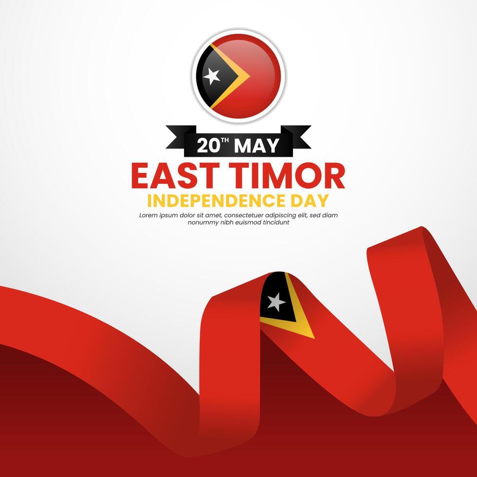 East timor independence day square background for national celebration with ribbon flag vector