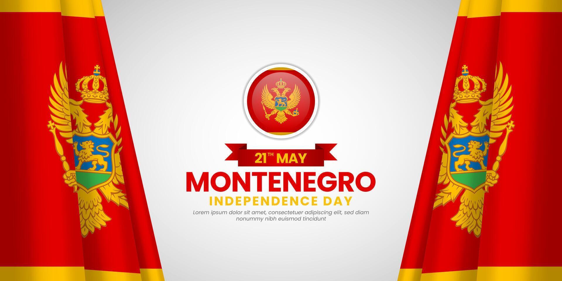 Montenegro independence day banner 21th of May design element with realistic waving flag vector