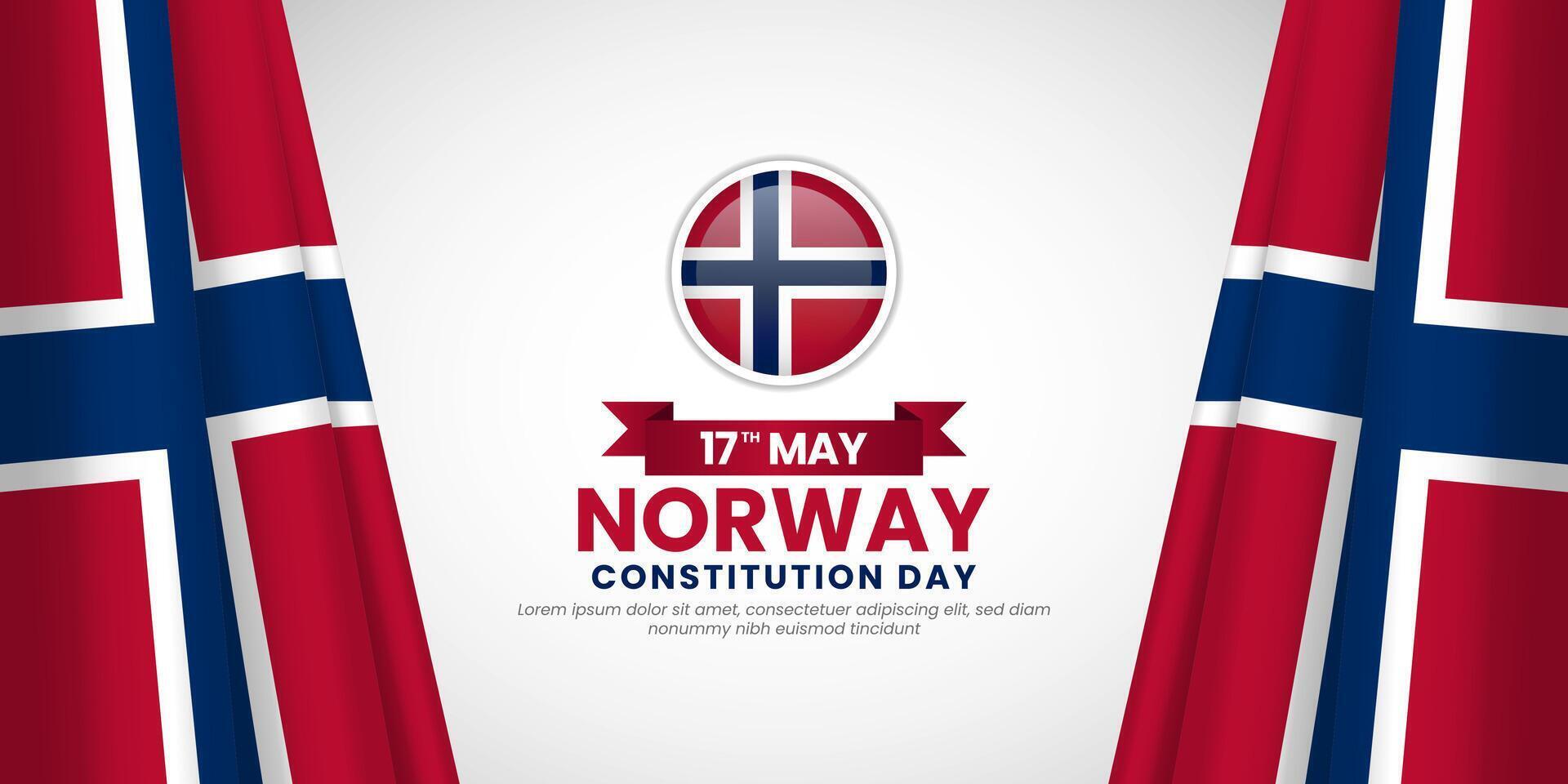 Norway flag ribbon for norway Independence Day background vector