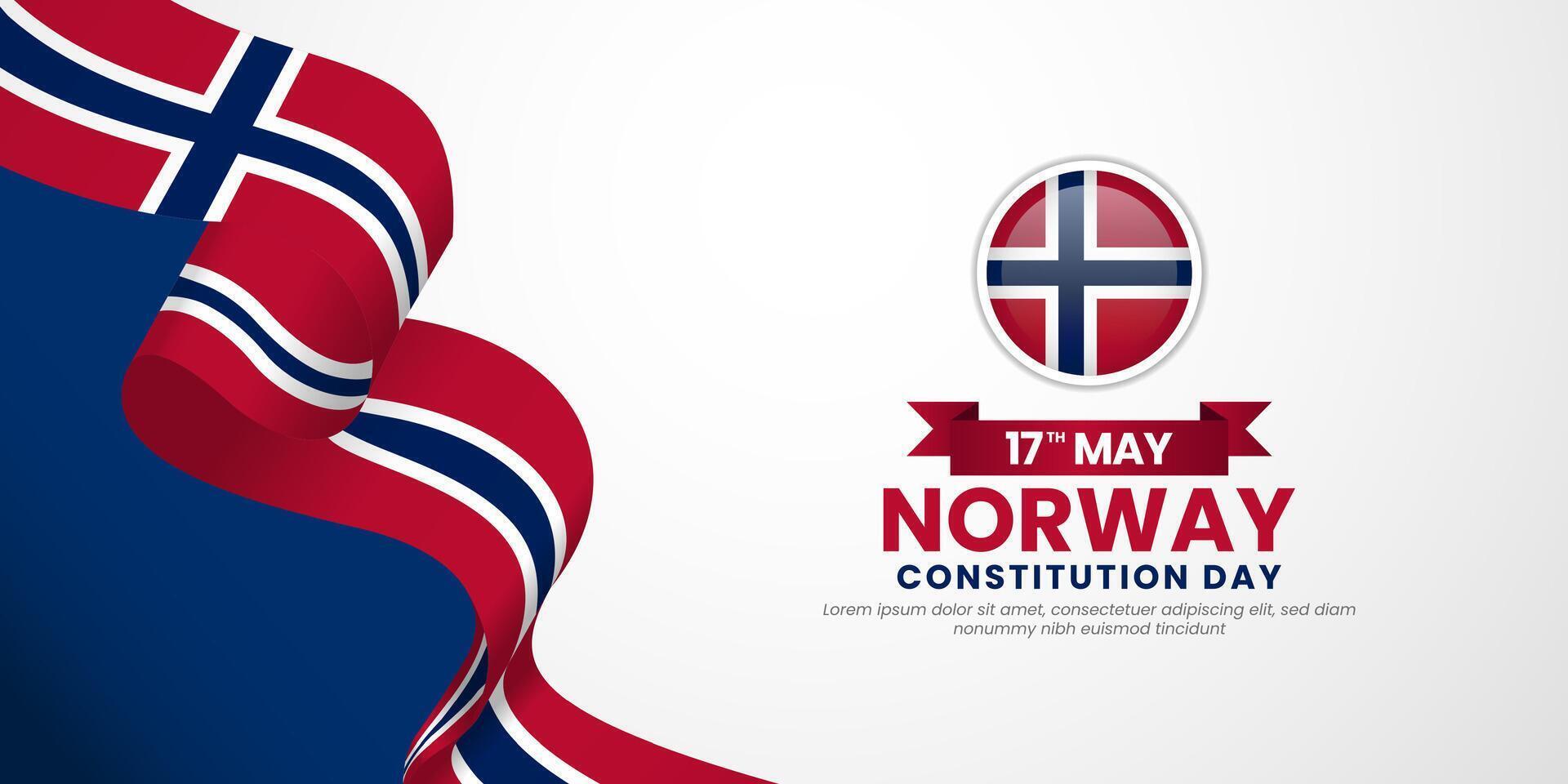 Norway 3d National flag for Norway Independence Day banner with copyspace area vector