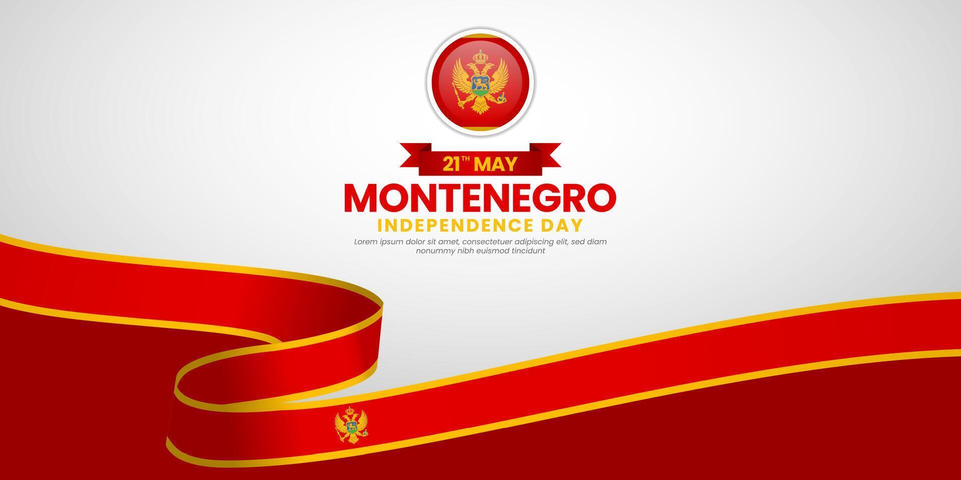 Montenegro waving ribbon flag for National day background. Template for independence day banner vector