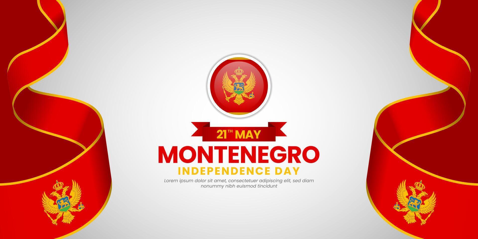 Montenegro independence day banner background 21th of May design with realistic waving flag vector