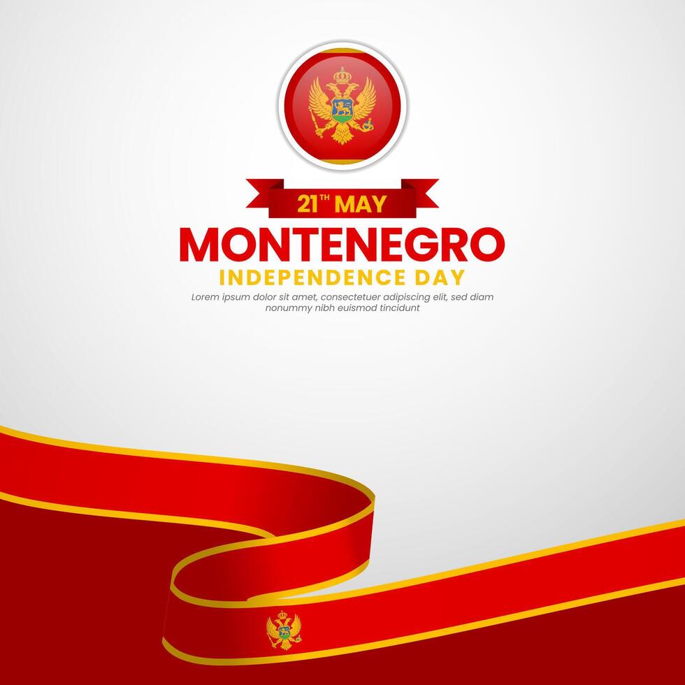 Montenegro independence day banner background with waving flag illustration vector