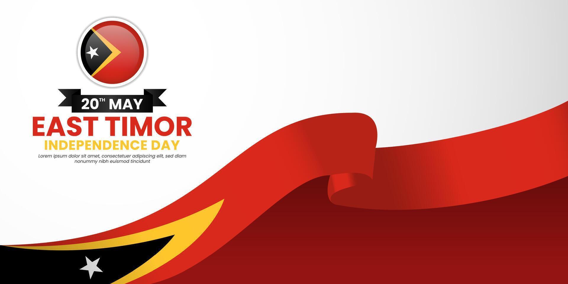 East Timor independence day Waving RIbbon Flag design with blank space area vector