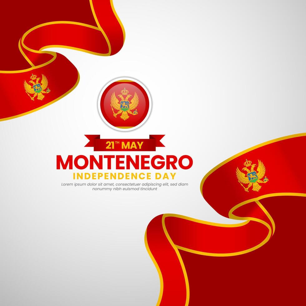 Montenegro independence day Square banner background with waving flag illustration vector