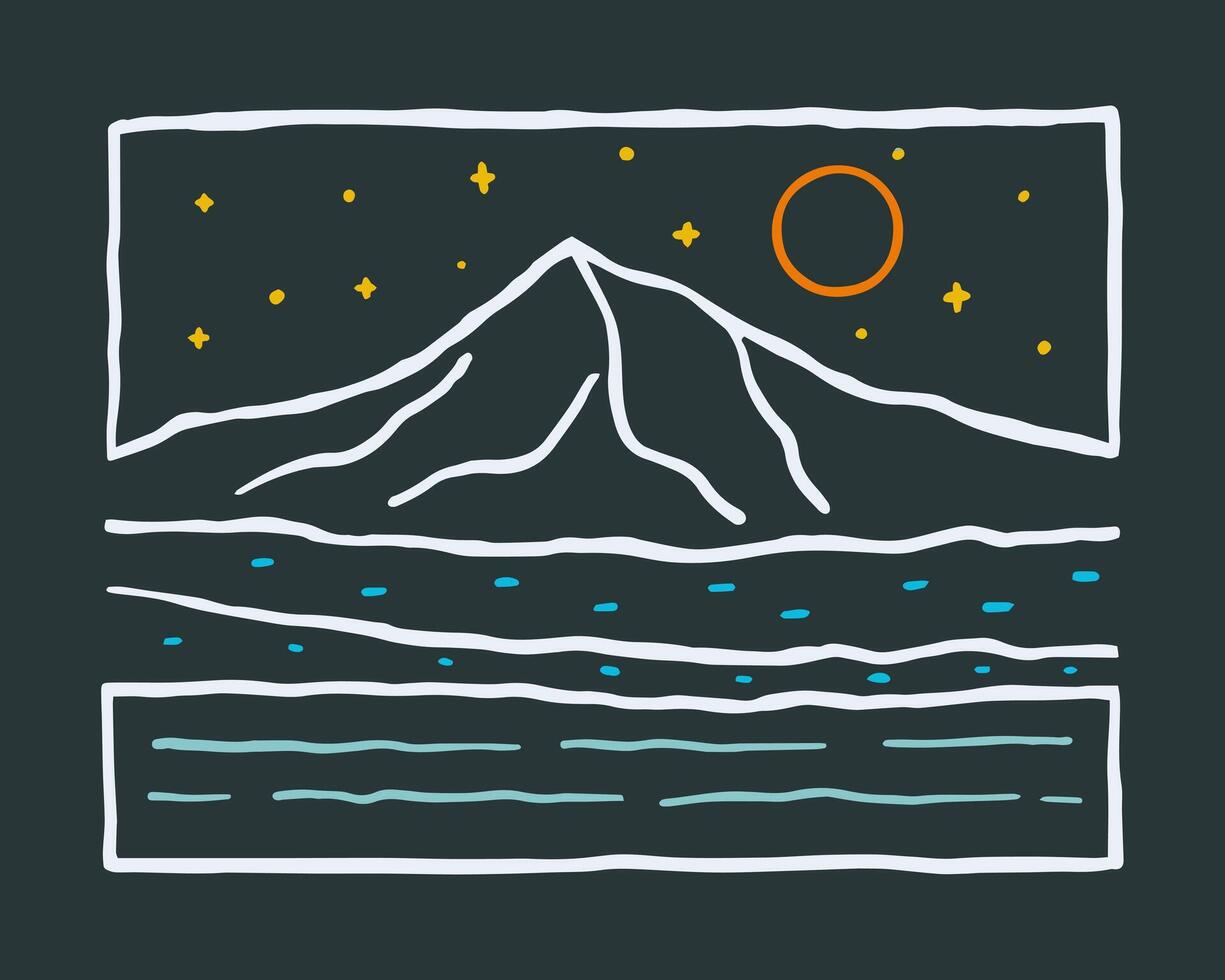 Mt Hood in Oregon vintage line drawing design for t shirt badge sticker illustration vector