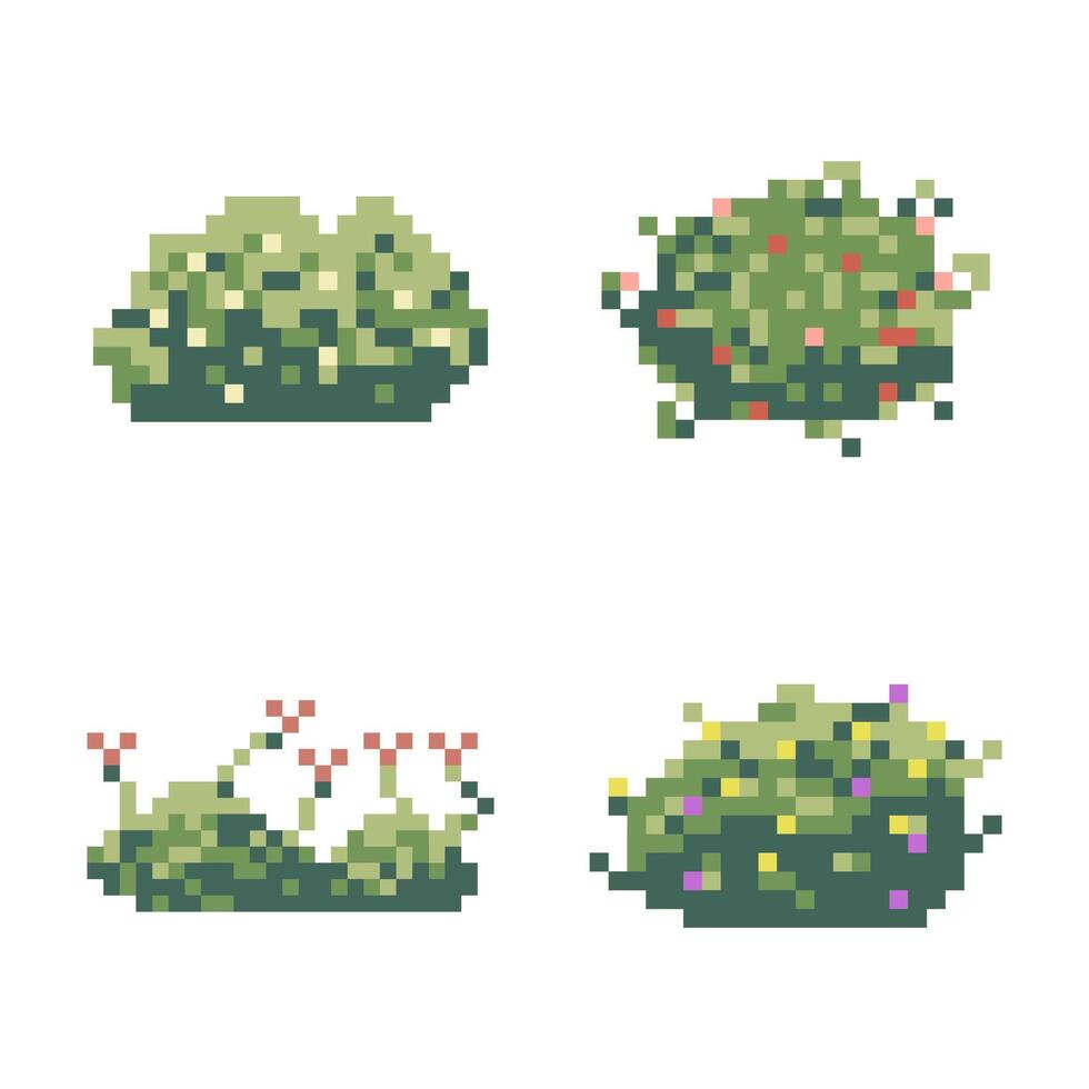 pixel greenery nature sprite old style vector