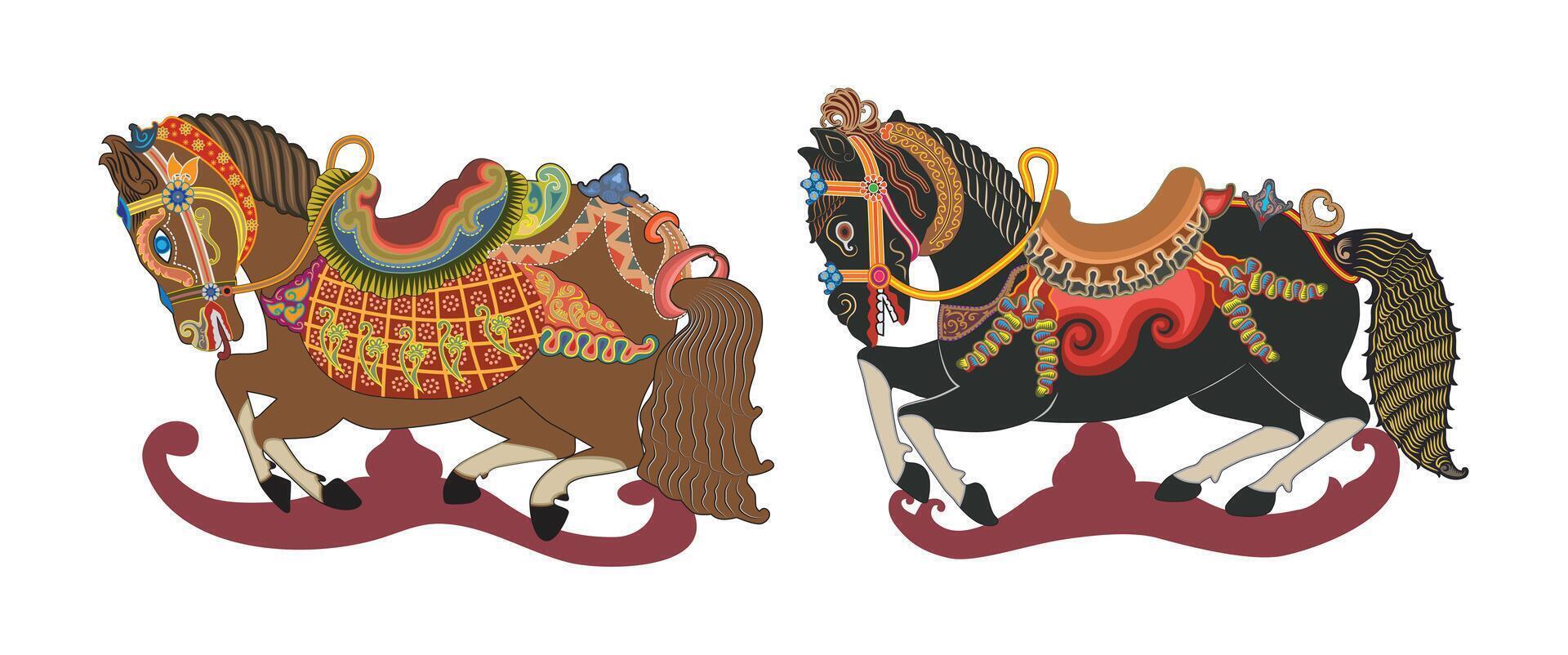 Wayang Kulit Horse, Indonesian Traditional Shadow Puppet Art Form, Illustration. vector