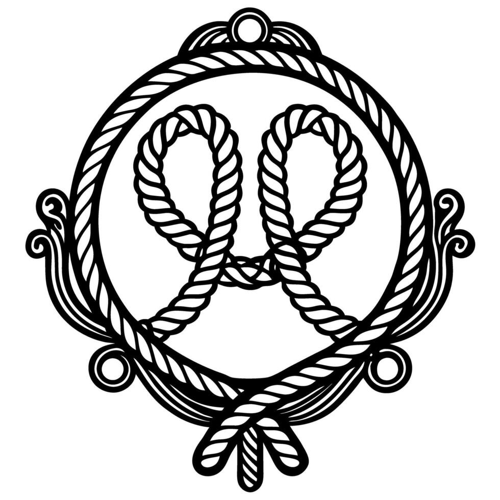 Ornate rope knot emblem with circular design and curved details vector