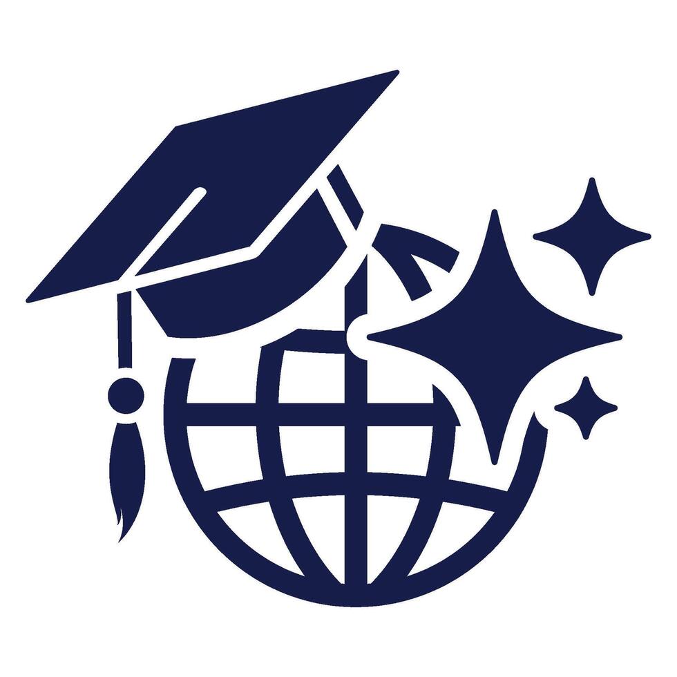 Online learning icon with artificial intelligence and mortaboard vector