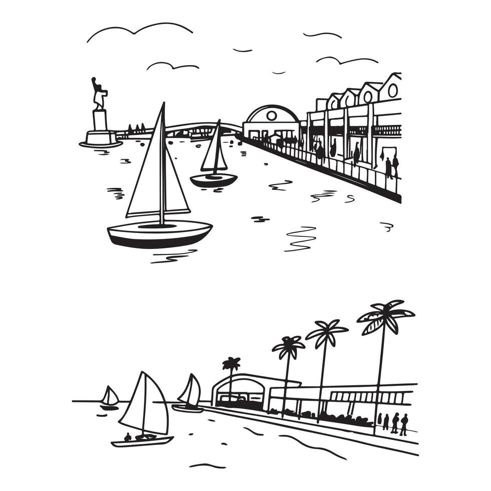 illustration of a tropical beach travel vector