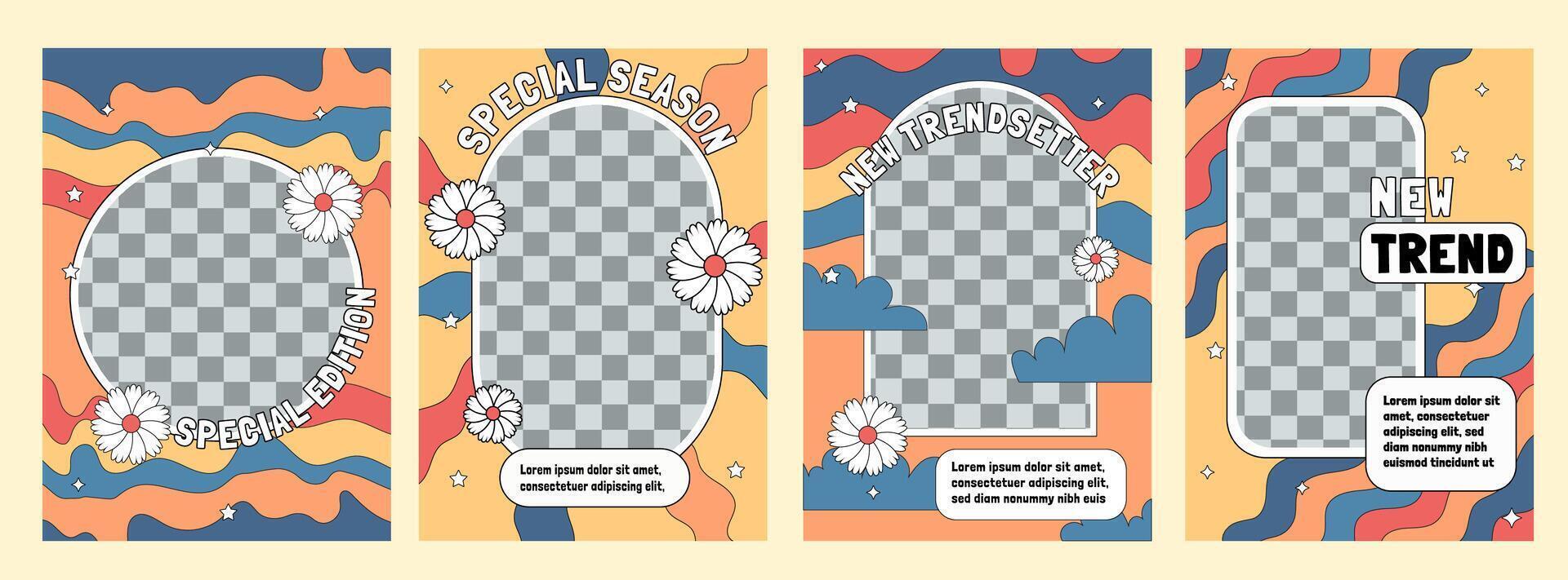 pop art retro event social media post bundle design, for social media post, flyer, poster, brochure, etc. vector