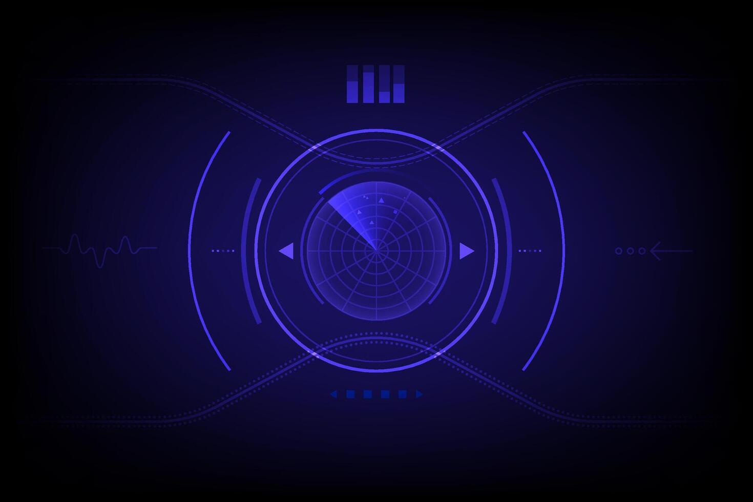 Abstract Technology concept Digital realistic radar screen and targets vector