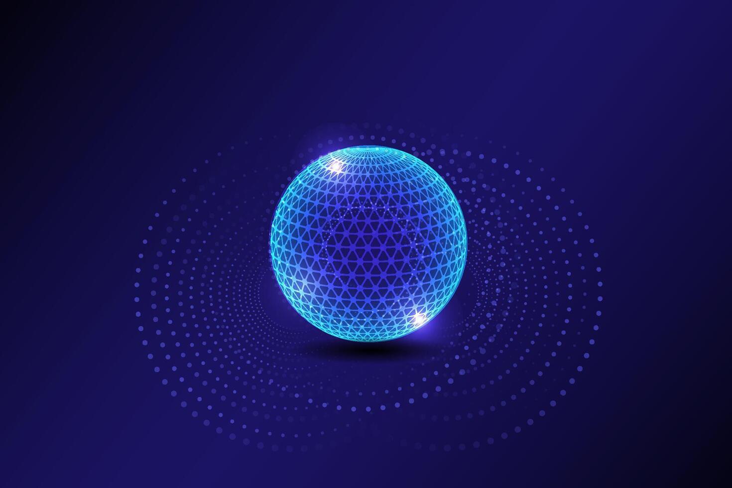 Abstract technology, global network connections and endless circles of dots, Global business concept vector