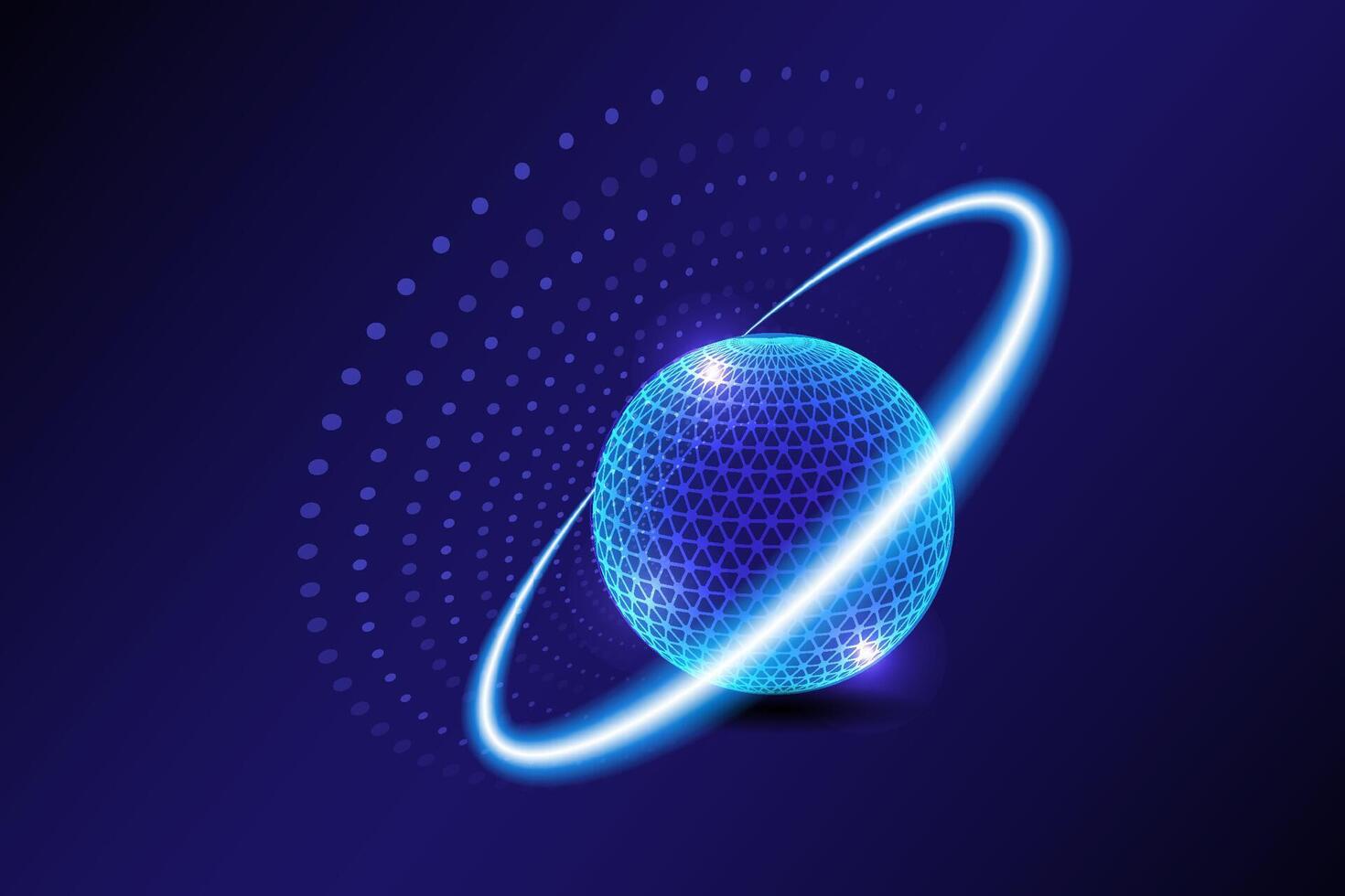 Abstract technology, global network connections and endless circles of dots and large rings, Global business concept vector