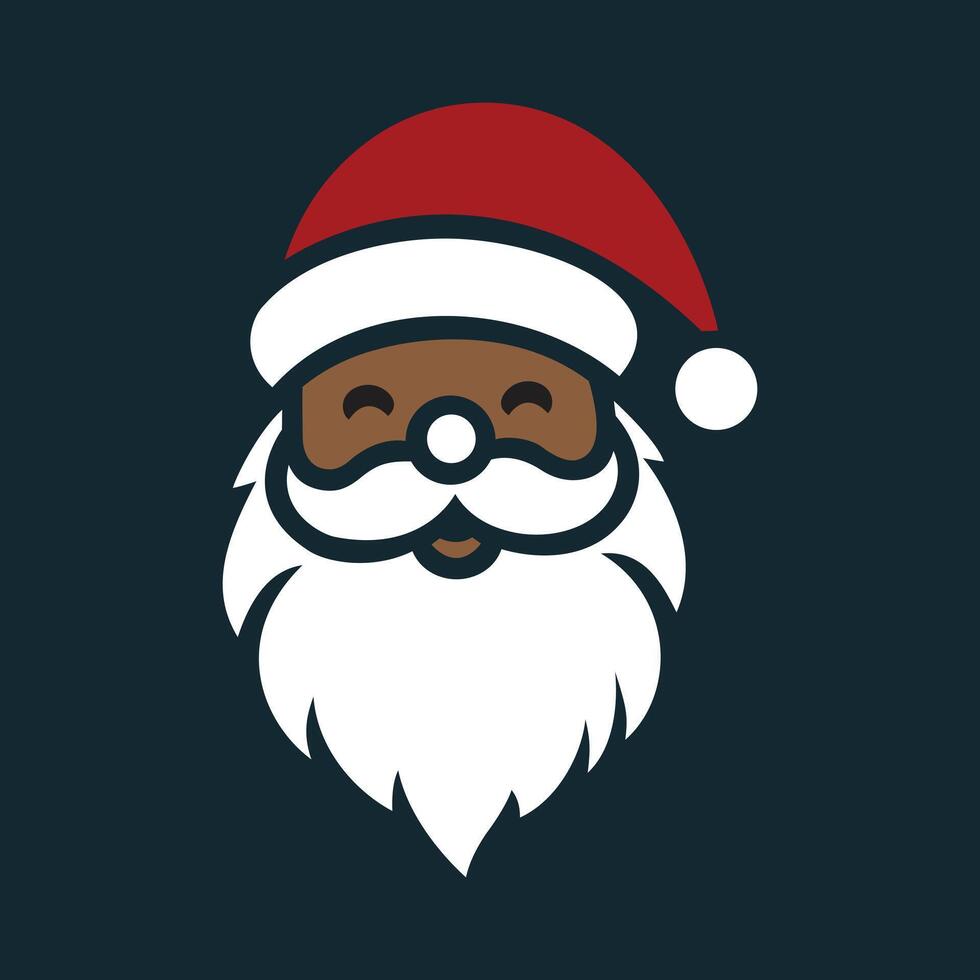 santa claus face with a red hat and mustache vector