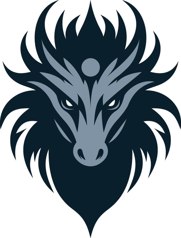 a dragon head with a black and white design vector