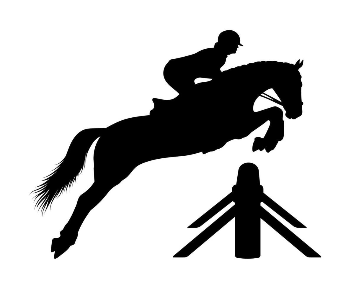Equestrian and show jumping silhouette vector