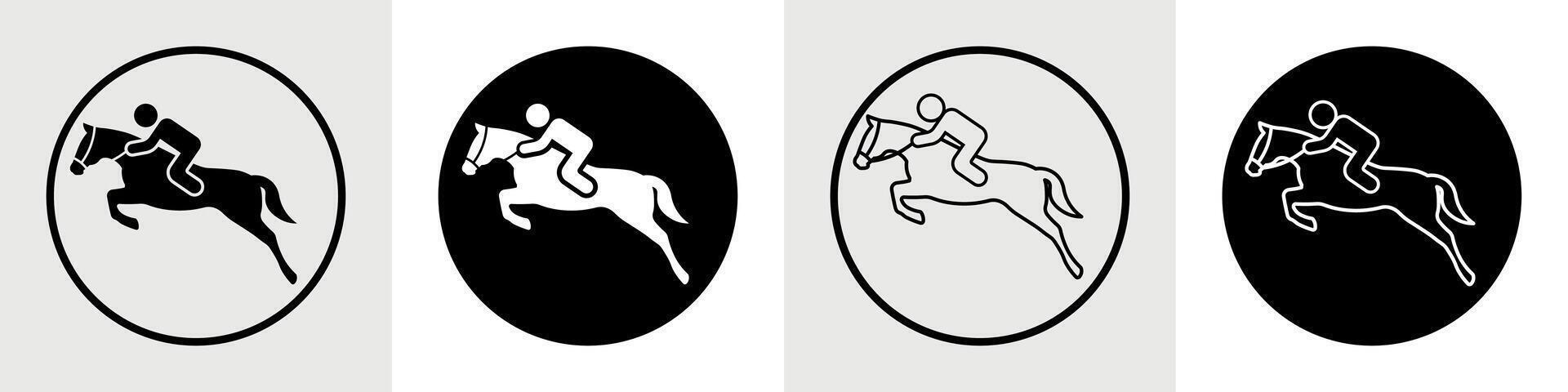 Jumping Horse Icon Set. Filled and Outline Styles for Web Use vector