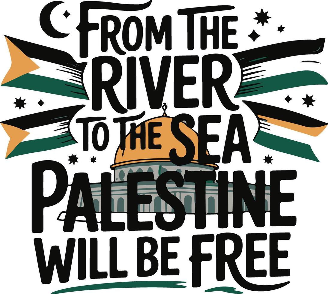 From the River to the Sea Pro Palestine Design with Dome Flags vector