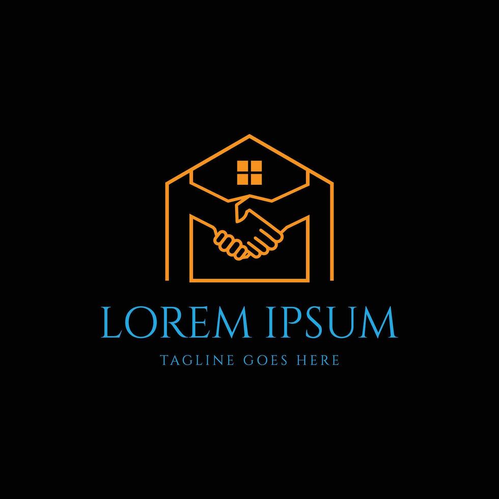 Elegant Luxury Deal Handshake with House Real Estate for Trade Investment Agent Logo Design vector