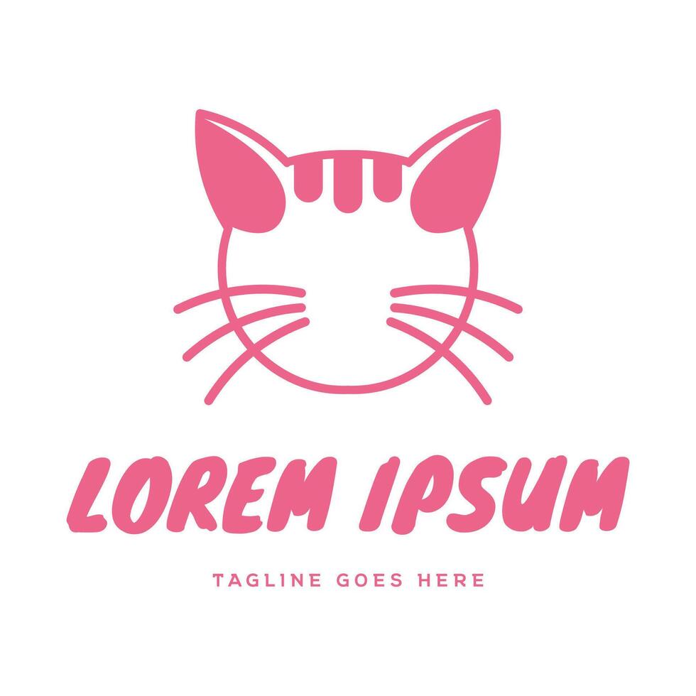 Cute Smile Cat Kitty Mascot Carton Character Head Logo Design vector