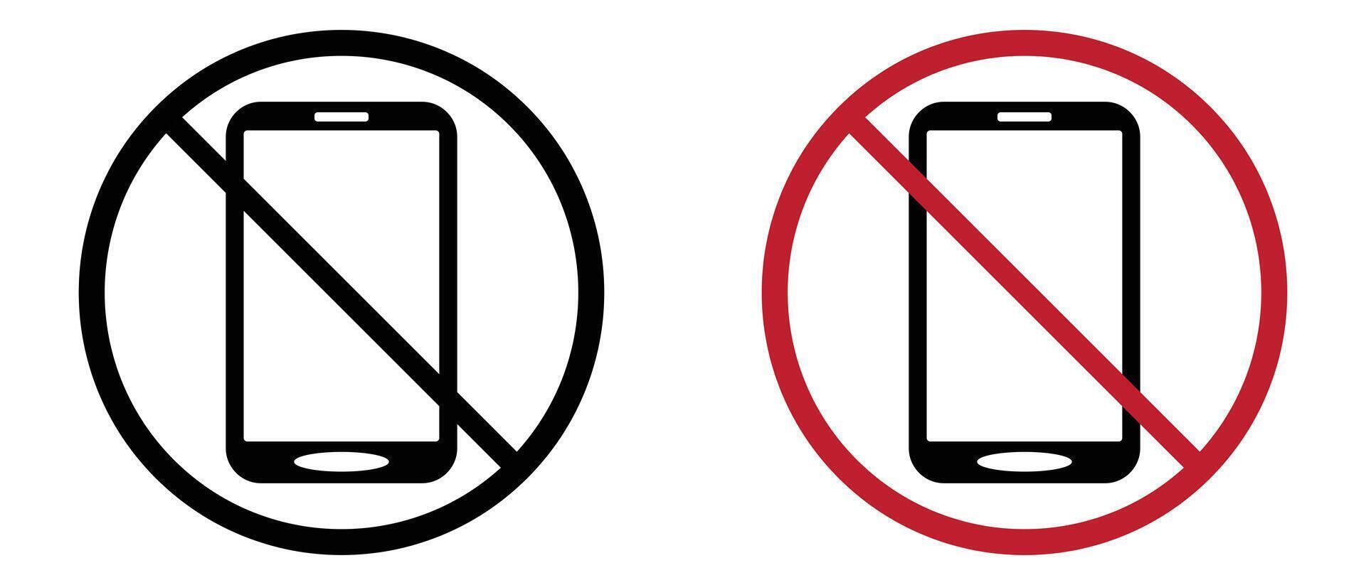 Mobile forbidden icon, no use phone sign, ban smartphone label illustration vector