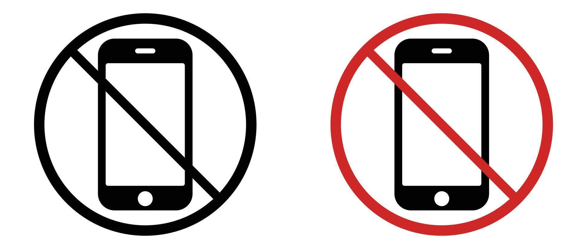 Warning Icon Don't use mobile phone symbol. No mobile phone sign. Mobile Phone prohibited. No cell phone sign. vector