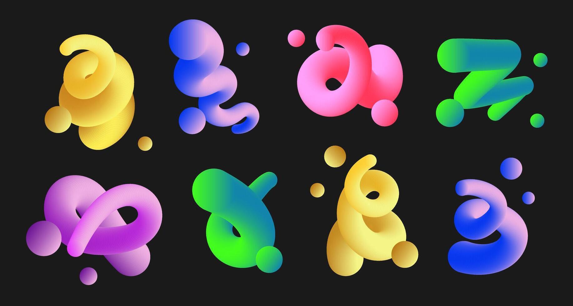 Abstract curve gradient line. Gradient 3d blend stroke. Bright motion twisted liquid line shape. Elements swirl design. vector