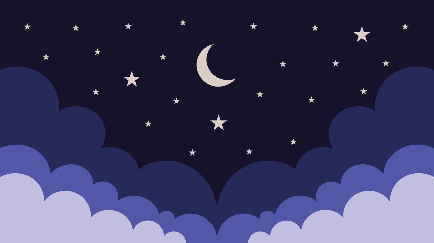 Night Sky with Crescent Moon and Stars Background vector