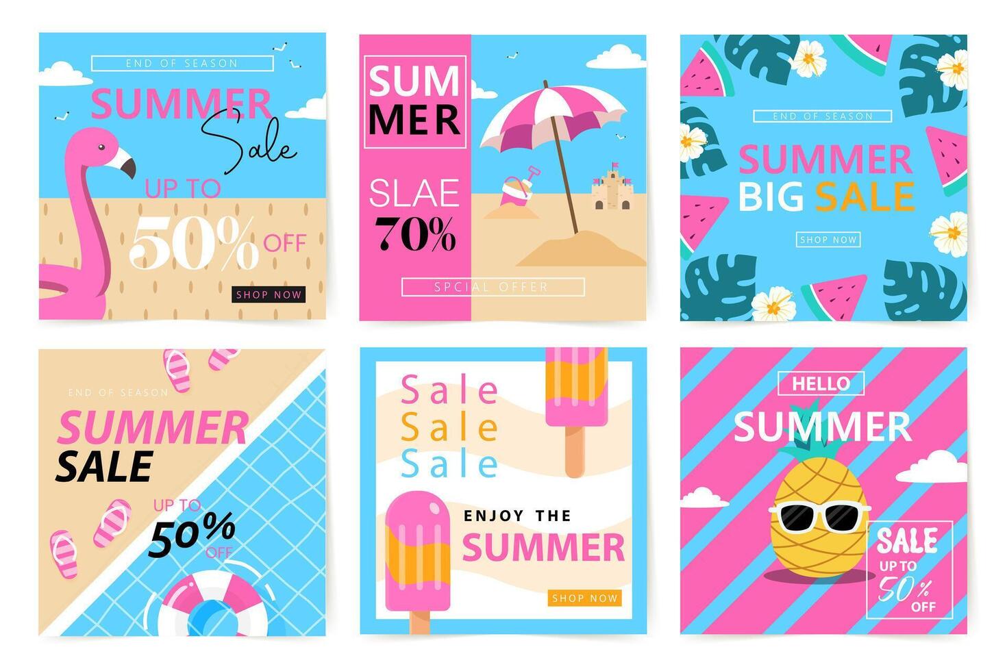 Vertical social media summer stories geometric design templates with copy space for text. Summer backgrounds for banner, greeting card, summer beach poster and advertising - summer fun concept vector
