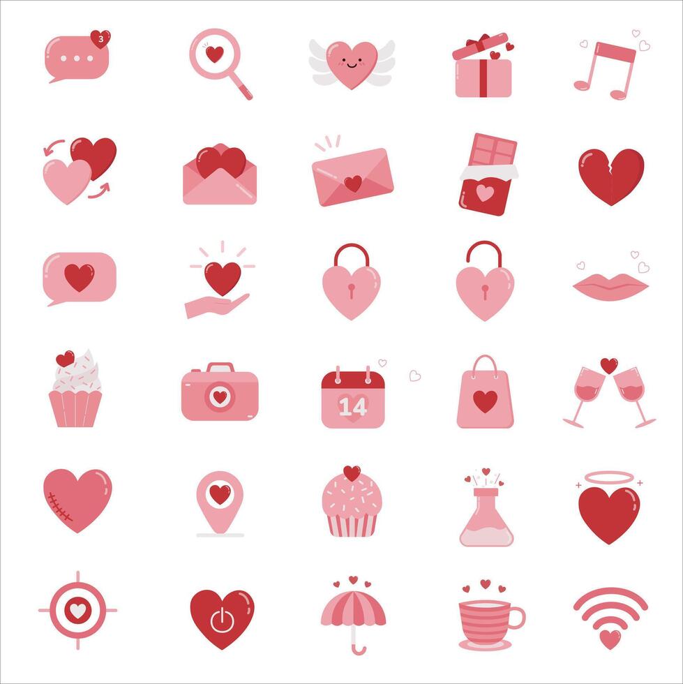 Valentine icon set. Happy valentine day related icon in white background. illustration. vector