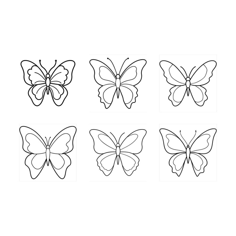 Butterfly Outline Minimal Line Art for Tattoos, Crafts, and Design Projects vector